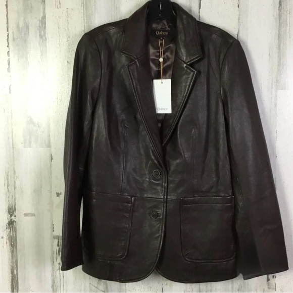 Quince Dark Brown Leather Blazer - Picture 2 of 3